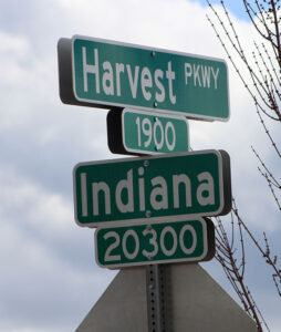 Harvest and Indiana Sign