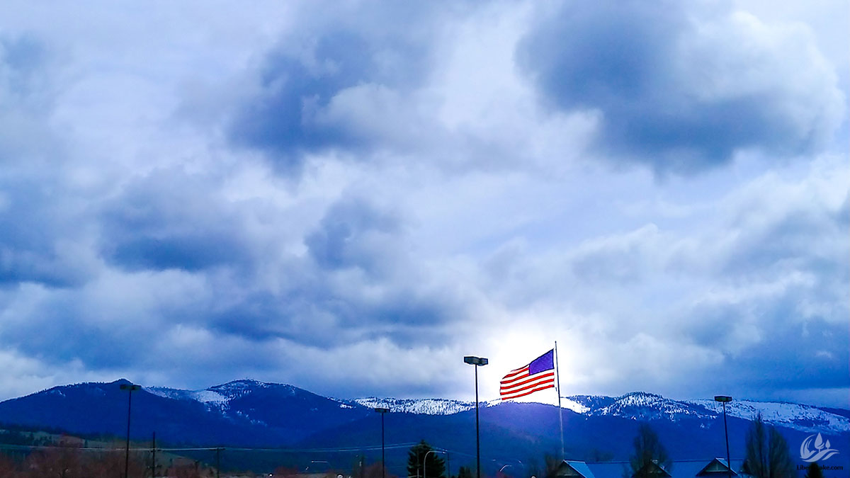 spring snow in mountains around Liberty Lake
